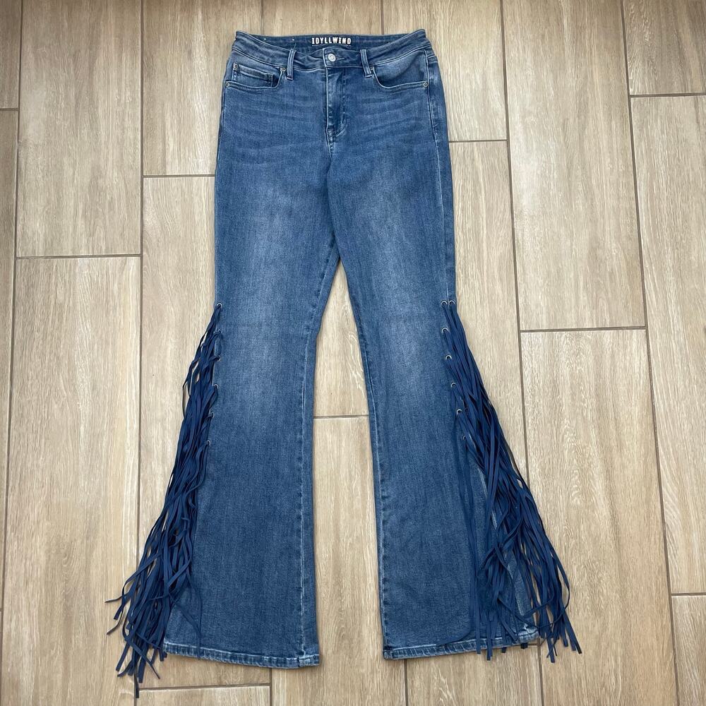 Idyllwind Miranda Lambert Jeans Womens 8 Fringe Flare Star Western Blue Denim